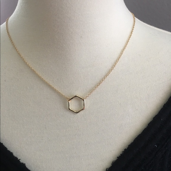 Stay Hexy Gold Dainty Hexagon Necklace - Picture 3 of 6
